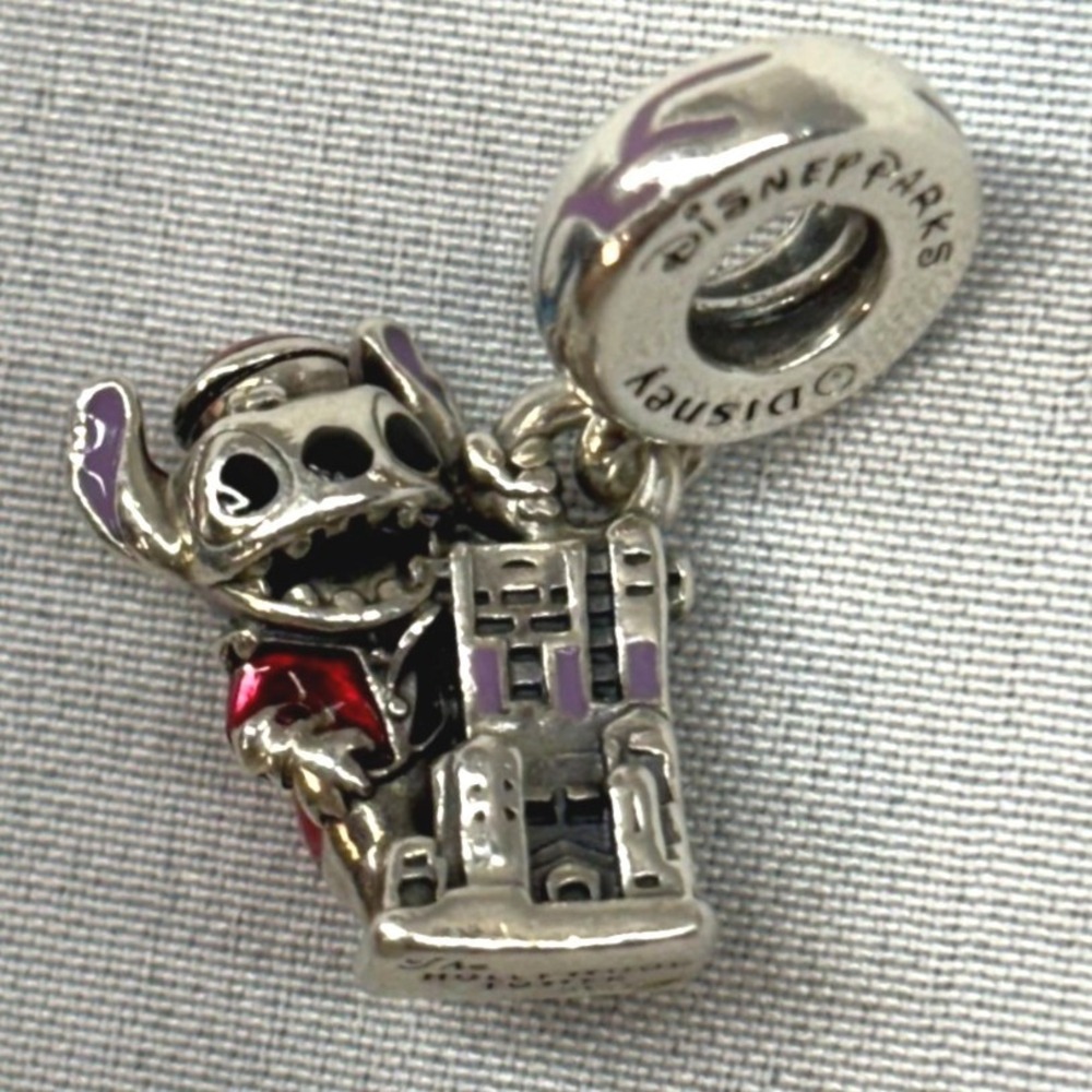 Pandora Tower of Terror Stitch Charm Disney Parks Exclusive Silver Excellent